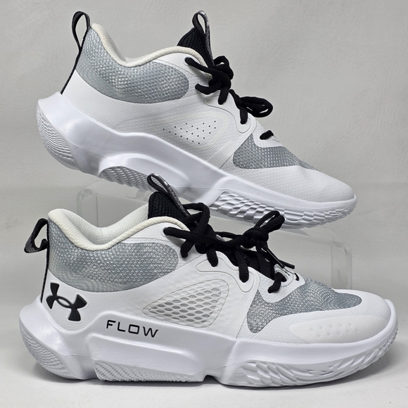 Under Armour Basketball Shoes Women's White/Gray 3025603-100 Size 8.5 Pre-owned - Picture 2 of 10